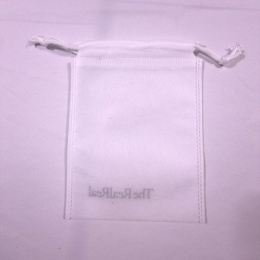 The RealReal White Jewelry Dust Bags Set of 2 Small Drawstring Pouches LogoPrint - Picture 2 of 5